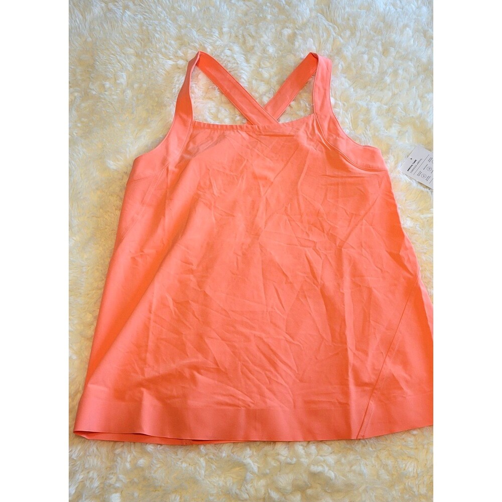 Athleta Arrival Tank Sleeveless Breathable Wrinkle Free Orange Criss Cross Back